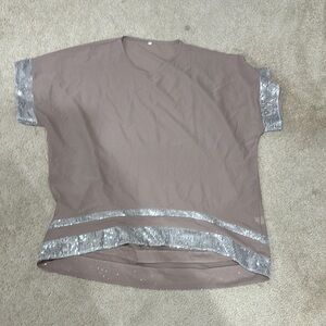 Silver and Brown Short Sleeve Top